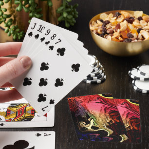Polished tone and shapes fossilised rock or wood playing cards