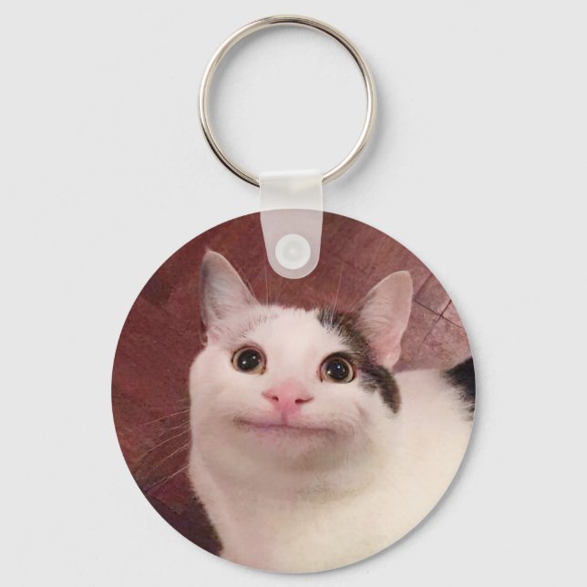 Polite Cat Meme Keychain (Front)