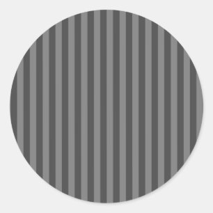 Polite Grey Monochrome Vertical Stripes Classic Round Sticker
