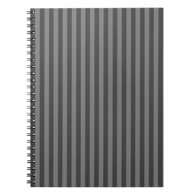 Polite Grey Monochrome Vertical Stripes Notebook (Front)