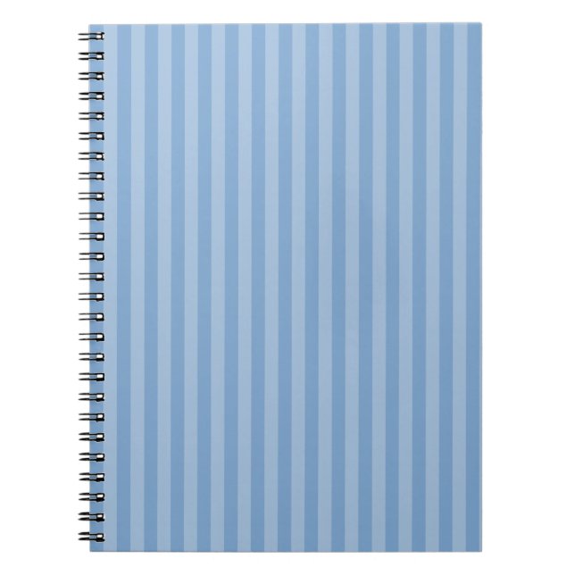 Polite Light Blue Monochrome Vertical Stripes Notebook (Front)