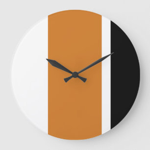 Polite Orange and Black Modern Vertical Bands Large Clock