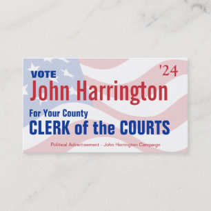 Political Campaign - Clerk of the Courts Business Card