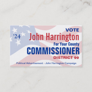 Political Campaign - County Commissioner Business Business Card
