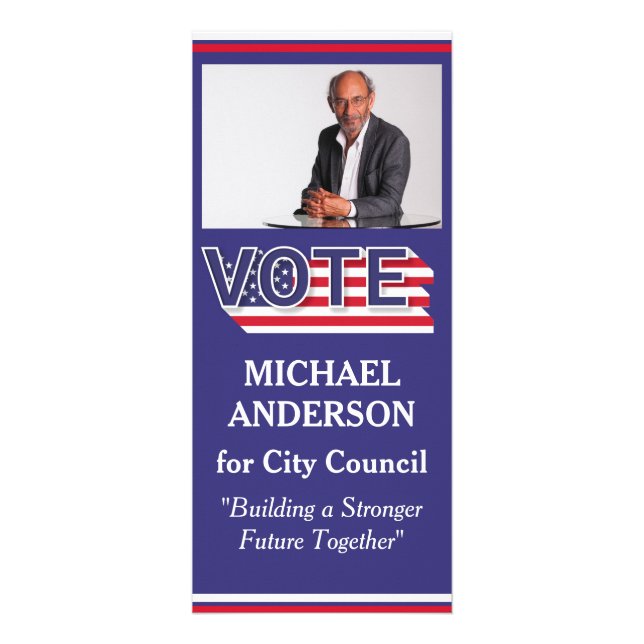 Political Campaign Fundraising QR Code Photo Rack Card (Front)