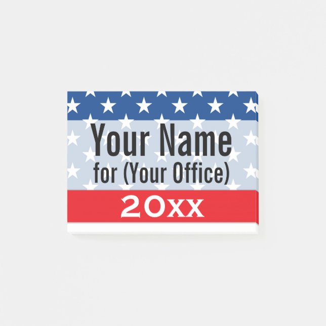 Political Campaign Patriotic Printed Candidate Post-it Notes (Front)
