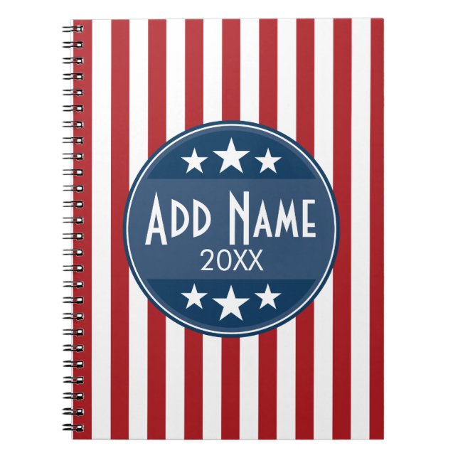 Political Campaign - Patriotic Stars and Stripes Spiral Notebook (Front)