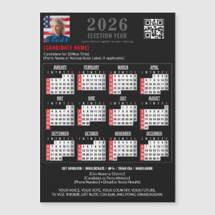 Political Campaign QR Code 2026 Magnetic Calendar