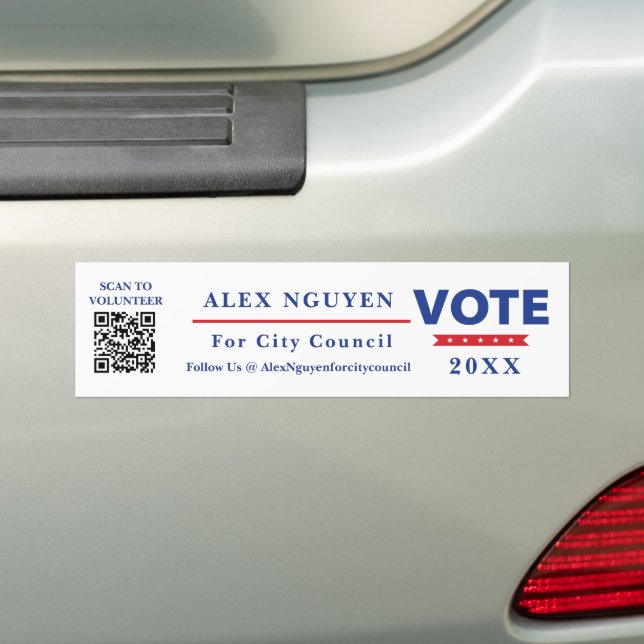 Political Campaign QR Code  Bumper Sticker (On Car)