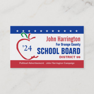 Political Campaign - School Board Business Card