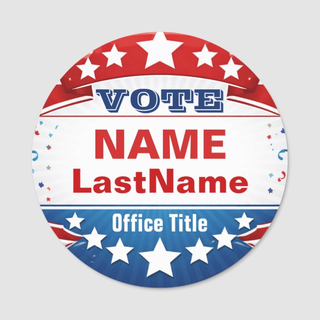Political Campaign Template Name Tag (Front)