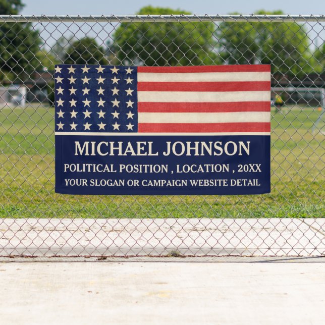  Political Campaign Vintage USA Flag  Banner (Insitu)