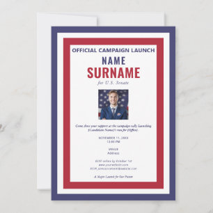 Political Candidate Campaign Rally Kickoff Launch Invitation