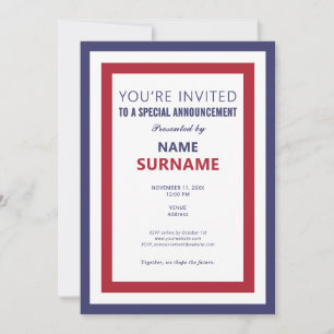 Political Candidate Teaser Campaign Kickoff Launch Invitation