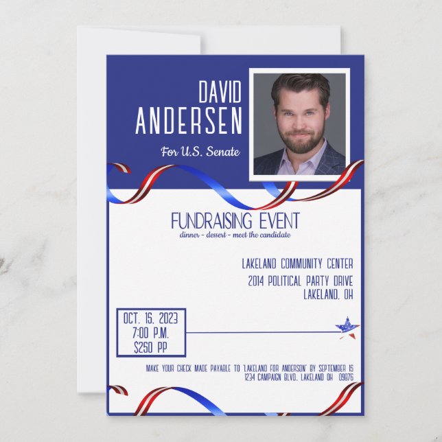 Political Fundraiser Invitation With Photo (Front)