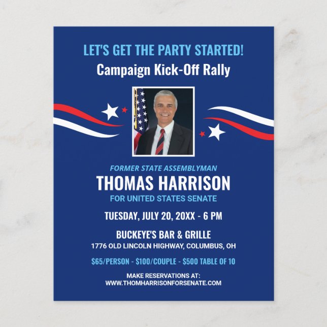 Political Fundraising Campaign Kickoff with Photo (Front)