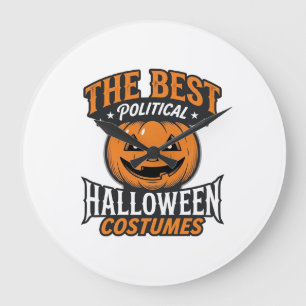 Political Halloween Costume Pumpkin Vintage Shirt_ Large Clock