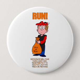 Political Halloween Trick or Treat 10 Cm Round Badge