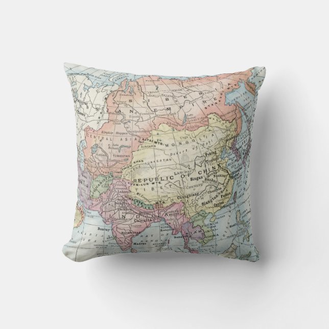 Political Map of Asia (1916) Cushion (Front)