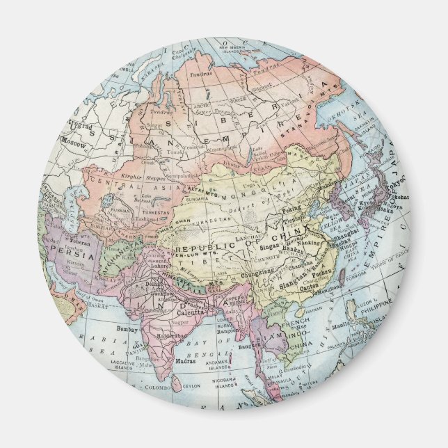 Political Map of Asia (1916) Magnet (Front)