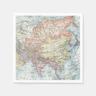 Political Map of Asia (1916) Napkin