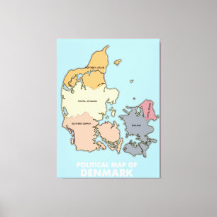 Political map of Denmark Canvas Print