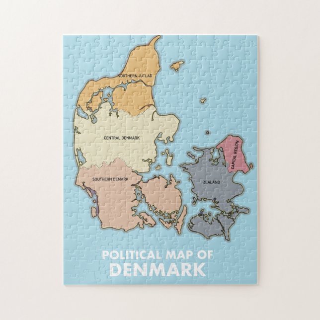 Political map of Denmark Jigsaw Puzzle (Vertical)