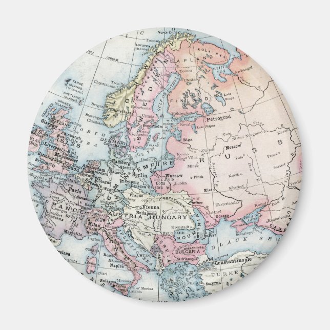 Political Map of Europe (1916) Magnet (Front)