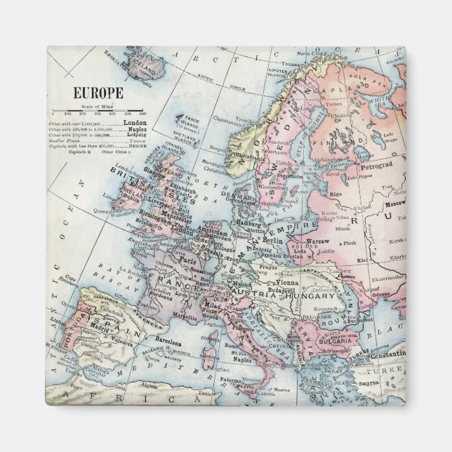 Political Map of Europe (1916) Magnet (Front)