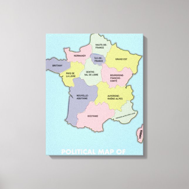 Political map of France Canvas Print (Front)