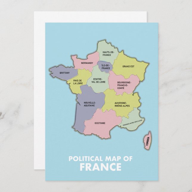 Political map of France Save The Date (Front/Back)