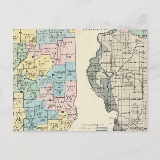 Political map of Illinois Postcard (Front)