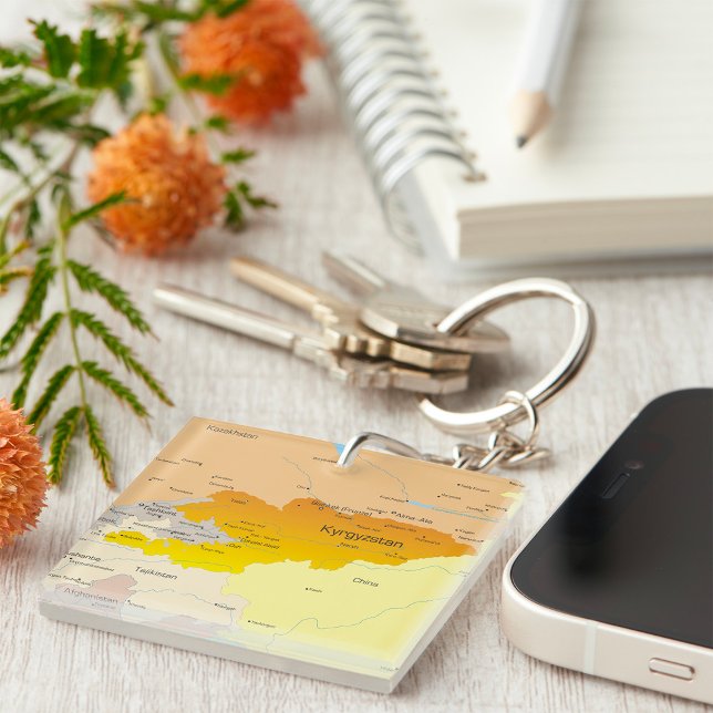 Political Map of Kyrgyzstan and Central Asia Key Ring (Creator Uploaded)