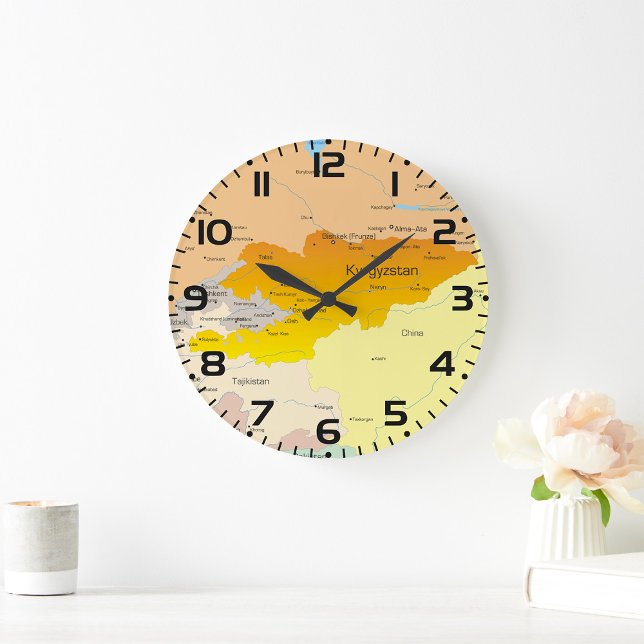 Political Map of Kyrgyzstan and Central Asia Large Clock (Creator Uploaded)