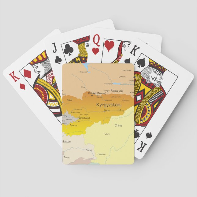Political Map of Kyrgyzstan and Central Asia Playing Cards (Back)