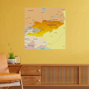 Political Map of Kyrgyzstan and Central Asia Poster