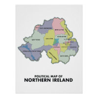 Political Map Of Northern Ireland. Poster
