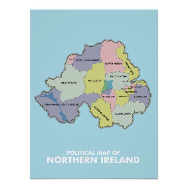 Political Map Of Northern Ireland. Poster (Front)