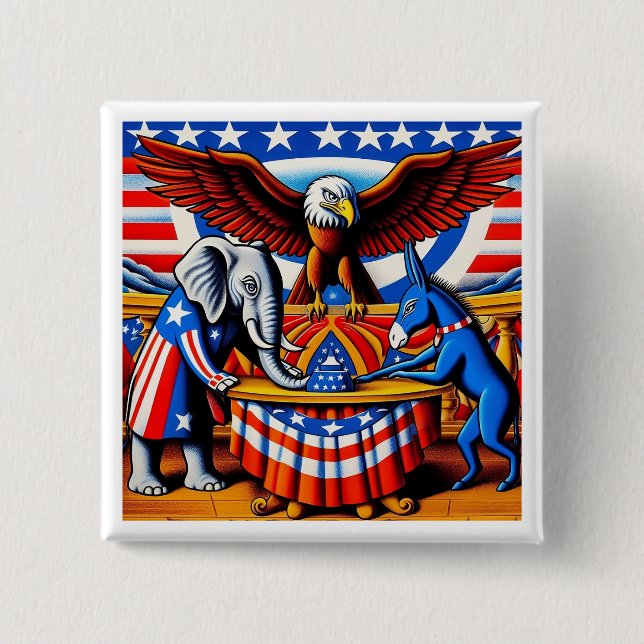 Political Parties  15 Cm Square Badge (Front)
