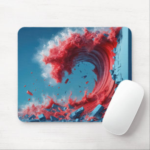 Political Red Wave Smashing a Blue Wall Mouse Pad