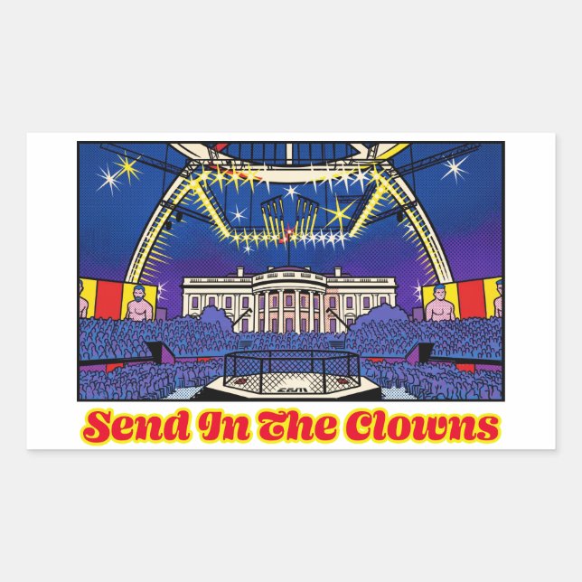 Political Satire Send In The Clowns White House Rectangular Sticker (Front)