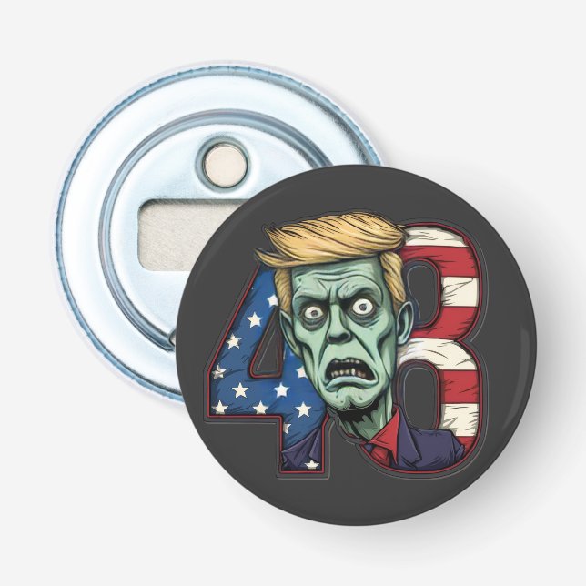 Political Satire Zombie Trump "48" USA Flag  Bottle Opener (Front)