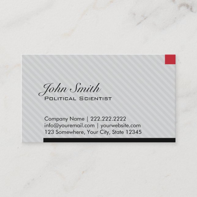 Political Scientist Red Pixel Professional Business Card (Front)