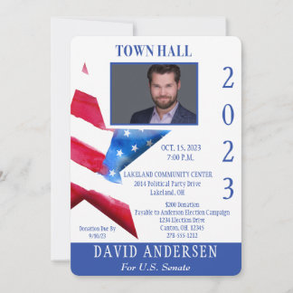 Political Town Hall Fundraiser Invitation W/Photo