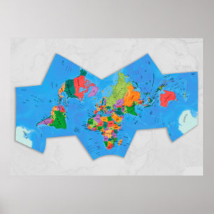 Political world map Cahill-Concialdi projection Poster