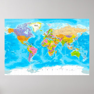 Political world map poster
