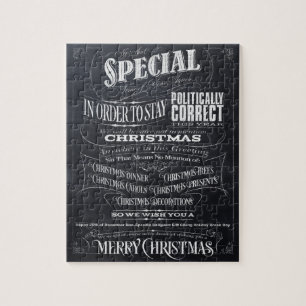 Politically Correct Chalk Merry Christmas Woke We Jigsaw Puzzle