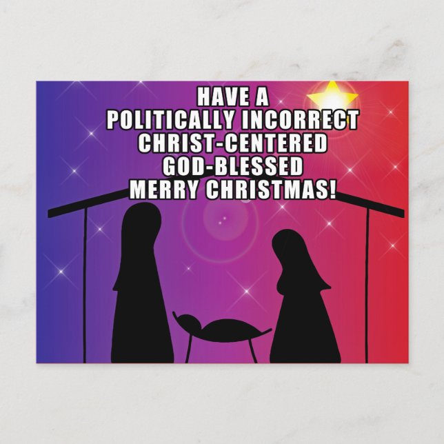 Politically Incorrect Christian Christmas Postcard (Front)