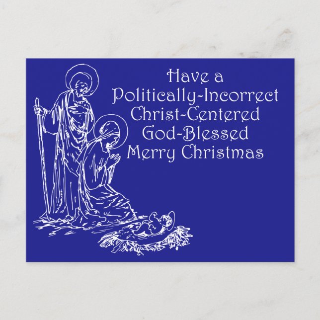 Politically Incorrect Christian Christmas Postcard (Front)