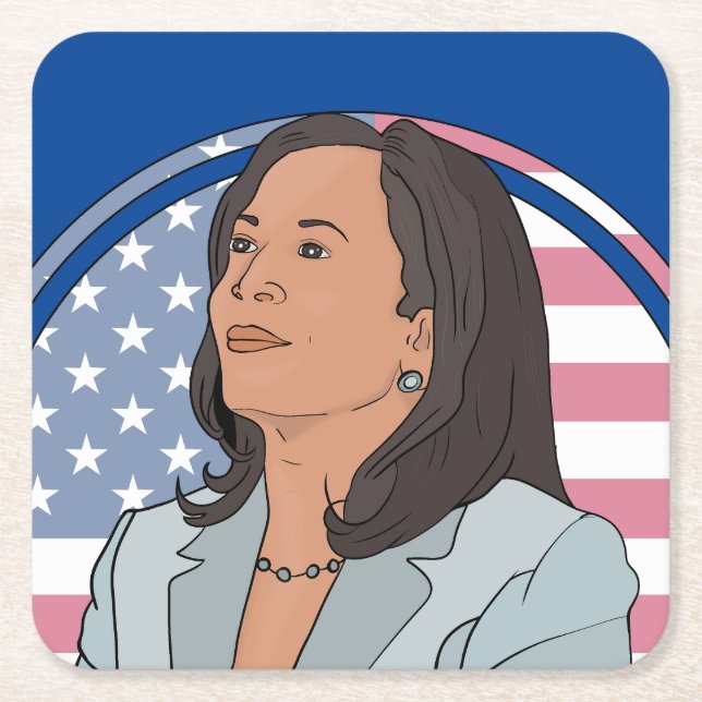 Politics Kamala Harris Square Paper Coaster (Front)